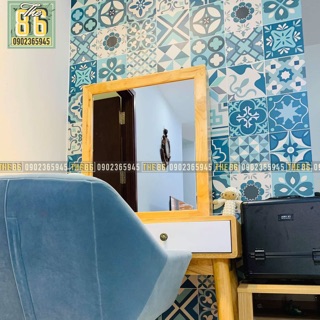 Decal gạch bông dán tường xanh mint