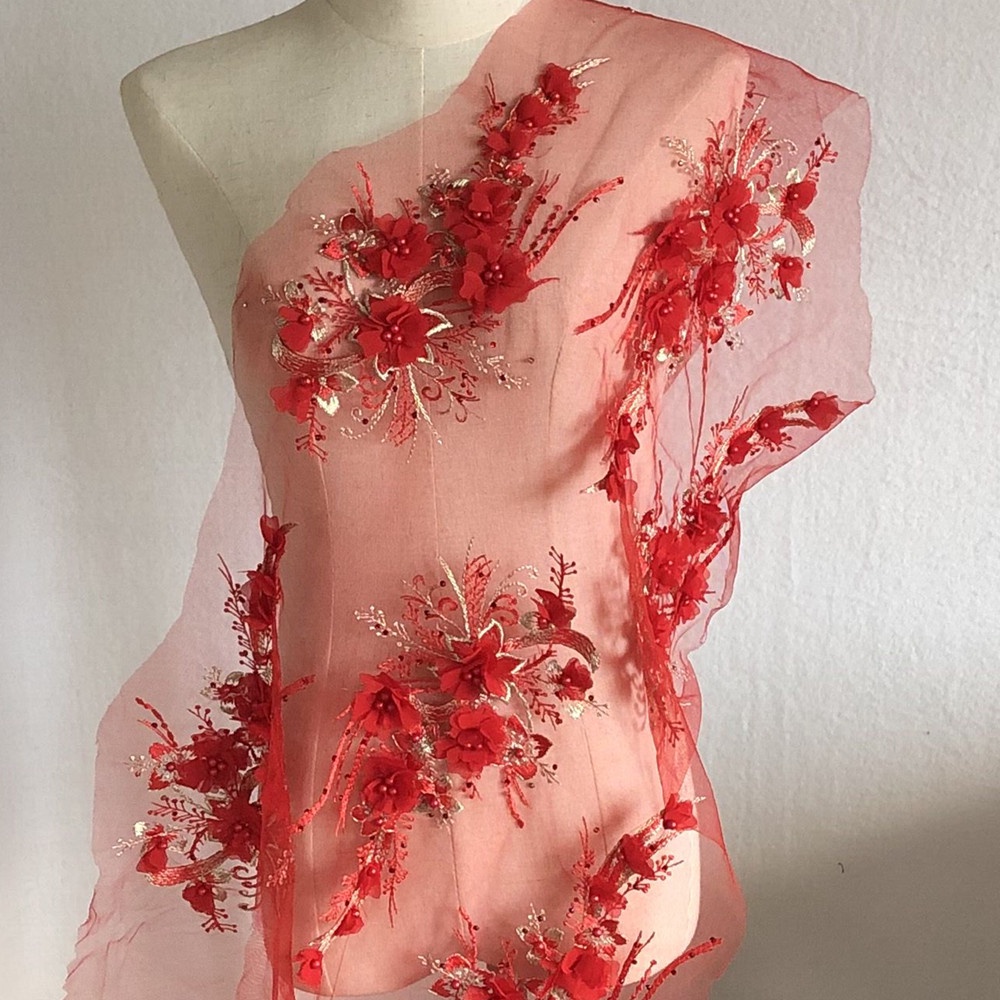 Miếng Ren Hoa 3D Dán Trang Trí Váy Cưới