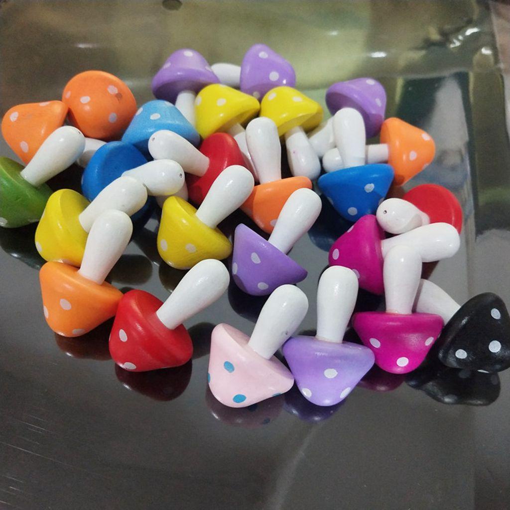 Set 1 / 10 Mô Hình Cây Nấm Bằng Gỗ Nhiều Màu Sắc Dùng Trang Trí Xinh Xắn