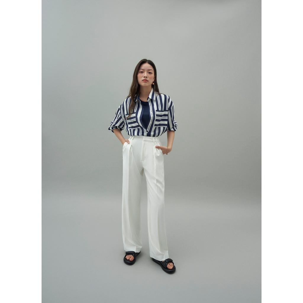 Áo sơ mi oversize MONO TALK kẻ sọc striped có túi hai bên T10015TK