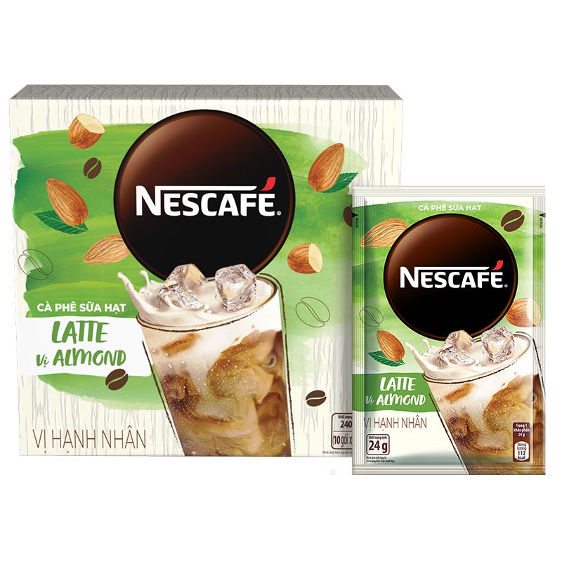 Cà Phê Hóa Tan Nescafé Latte Sữa Hạt Vị Hạnh Nhân 240G (10 Gói x 24G)