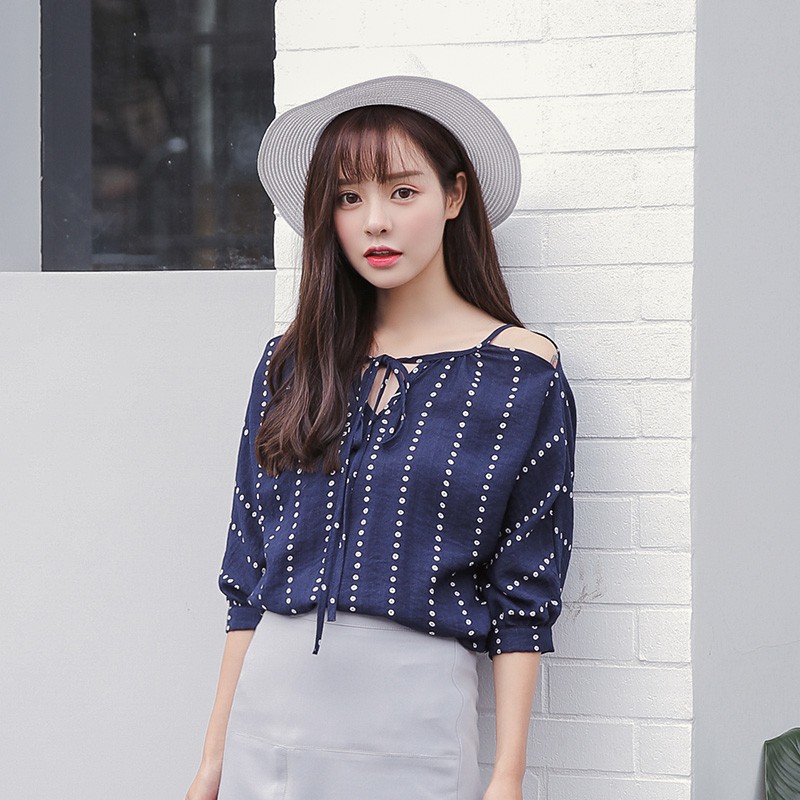 Áo chiffon Hàn Quốc hở vai