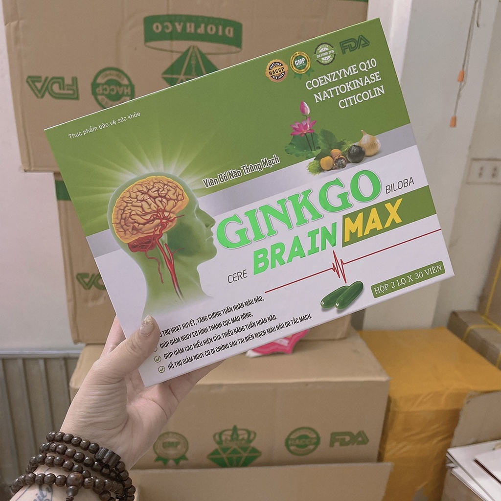 Viên Bổ Não GINKGO Biloba Brain Max Sét 2 Lọ x 30 viên
