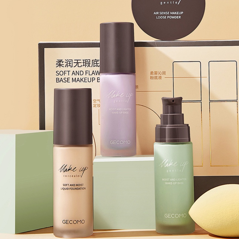 [Hàng mới về] Set 4 lọ kem nền dạng lỏng GECOMO che khuyết điểm tạo lớp nền mút hình quả trứng
