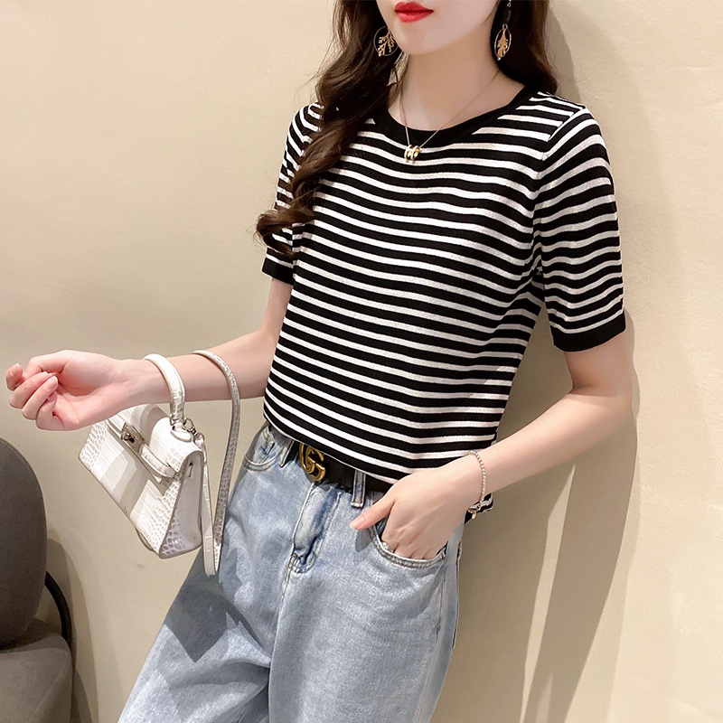 NRVP Áo Cardigan Dệt Kim Tay Ngắn Dáng Rộng Phong Cách Hàn Quốc