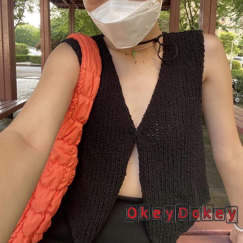 Áo Cardigan Dệt Kim Không Tay Cổ Chữ V Màu Trơn Cài Nút Thời Trang Xuân Hè Cho Nữ