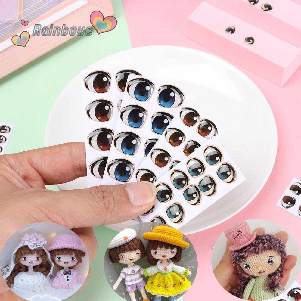 Set 10 Miếng Dán Hình Đôi Mắt Hoạt Hình Cầu Vồng Trang Trí Cho Bé Trai/Bé Gái|Decal Nhiều Kiểu Dáng Màu Nâu / Xanh Mắt Khoai Tây Chiên