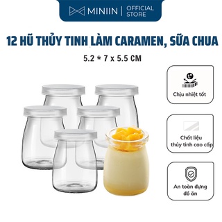 Hũ thủy tinh làm sữa chua bộ 12 cái 100ml, hũ lọ yaourt, lọ pudding, hũ làm sữa chua, caramen- có nắp đậy