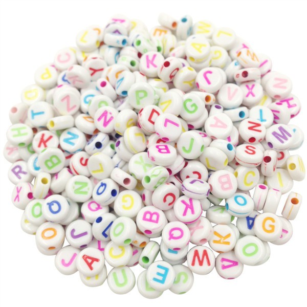 Set 100 hạt xỏ bằng acrylic làm trang sức DIY phối hoạ tiết hình chữ cái | BigBuy360 - bigbuy360.vn
