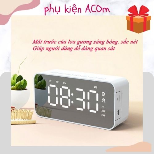 Loa Bluetooth 5W Màn Hình LED - Hỗ Trợ Mặt gương, Xem giờ, Đồng hồ báo thức, Nhiệt độ , Nghe FM