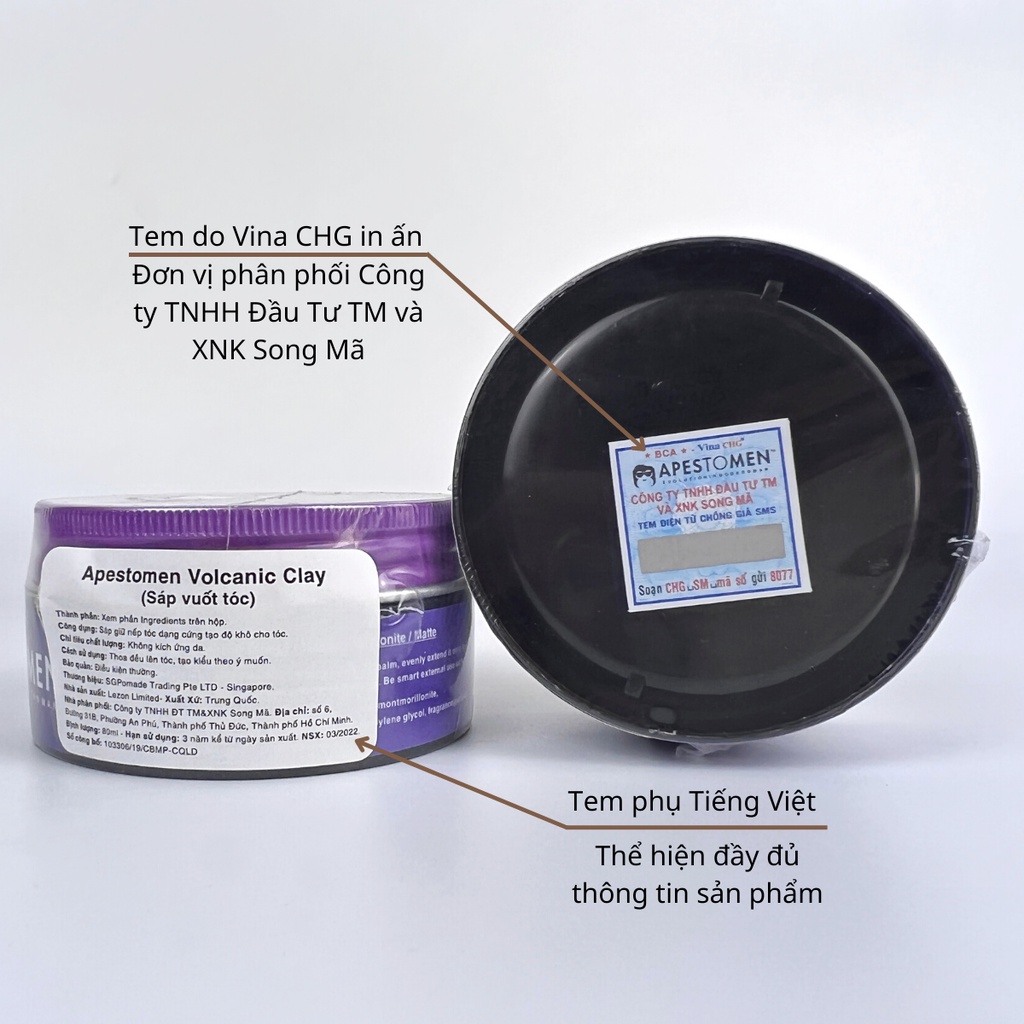 Sáp Vuốt Tóc Apestomen Volcanic Clay - Có tem SMS chính hãng