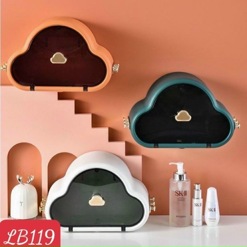 Hộp đựng đồ nhà tắm dán tường mây size to, kệ để đồ nhà tắm nhựa cao cấp