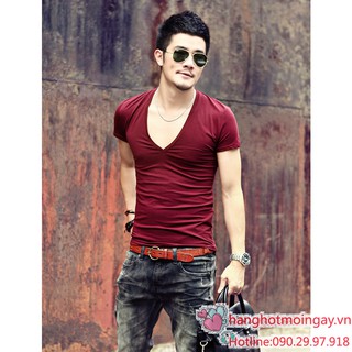 Áo thun nam body cổ tim sâu ATN4