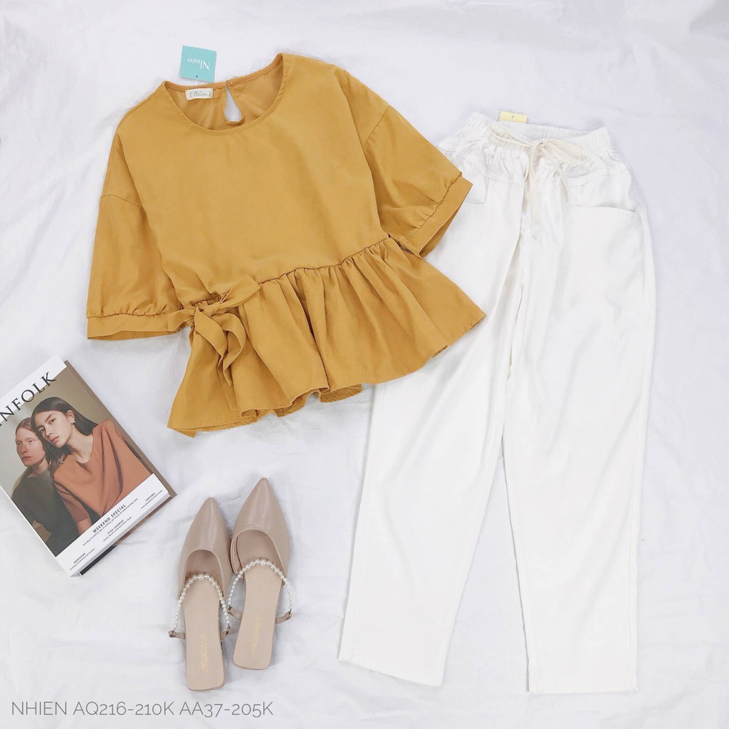 [Mã FADIRECT20 giảm 20K đơn 150K] Quần Kaki Nữ Eo Chun Nhienvintage_ Aq216 | BigBuy360 - bigbuy360.vn