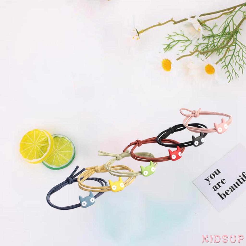 Set 6 dây buộc tóc co giãn nhiều màu sắc họa tiết hoạt hình dễ thương cho bé gái