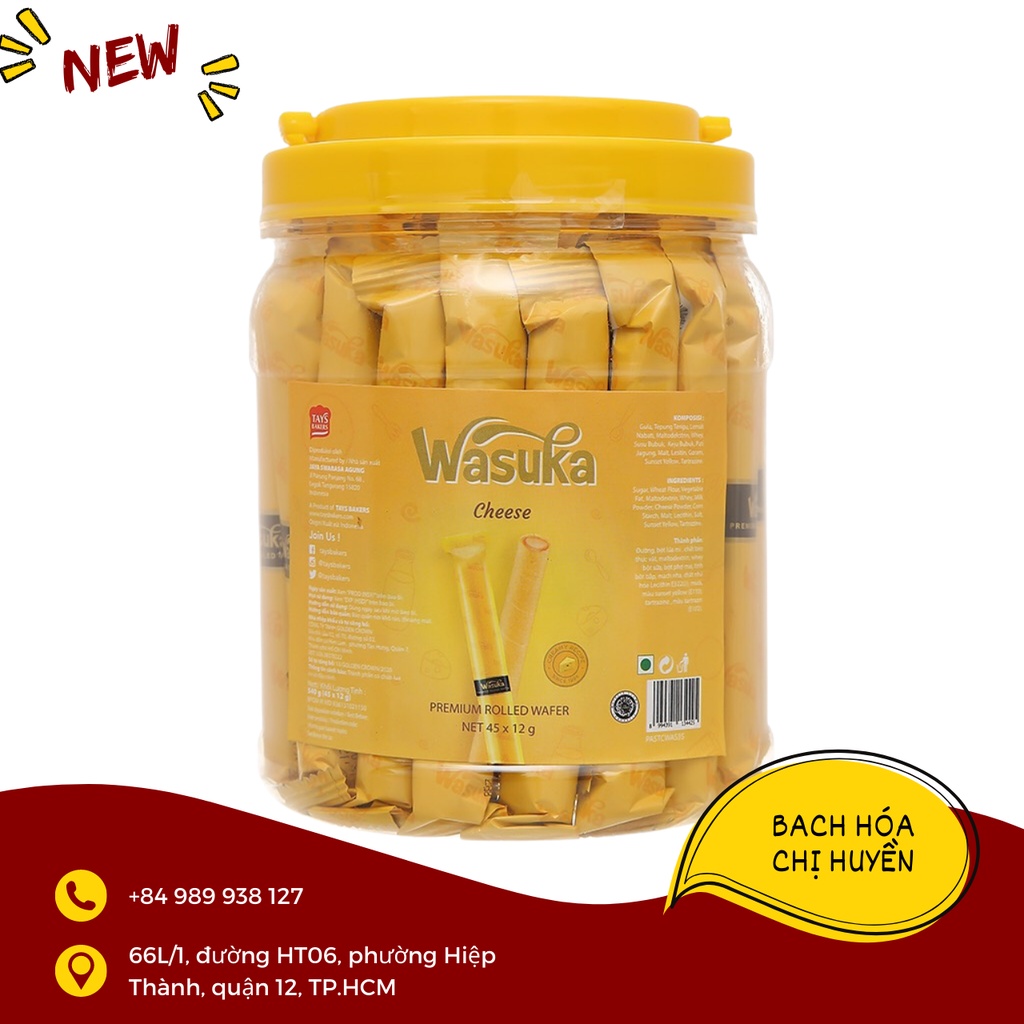 Bánh quế vị socola / phô mai / capuchino / vani /  Wasuka Cigarku hủ 540g