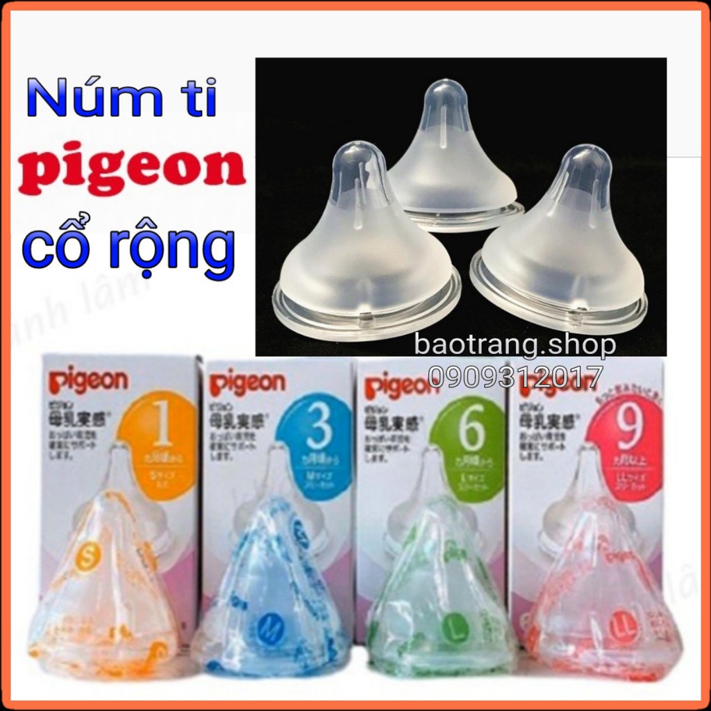 [Siêu rẻ] Núm ti bình sữa Pigeon cổ rộng size S/M/L/LL lẻ 1 cái