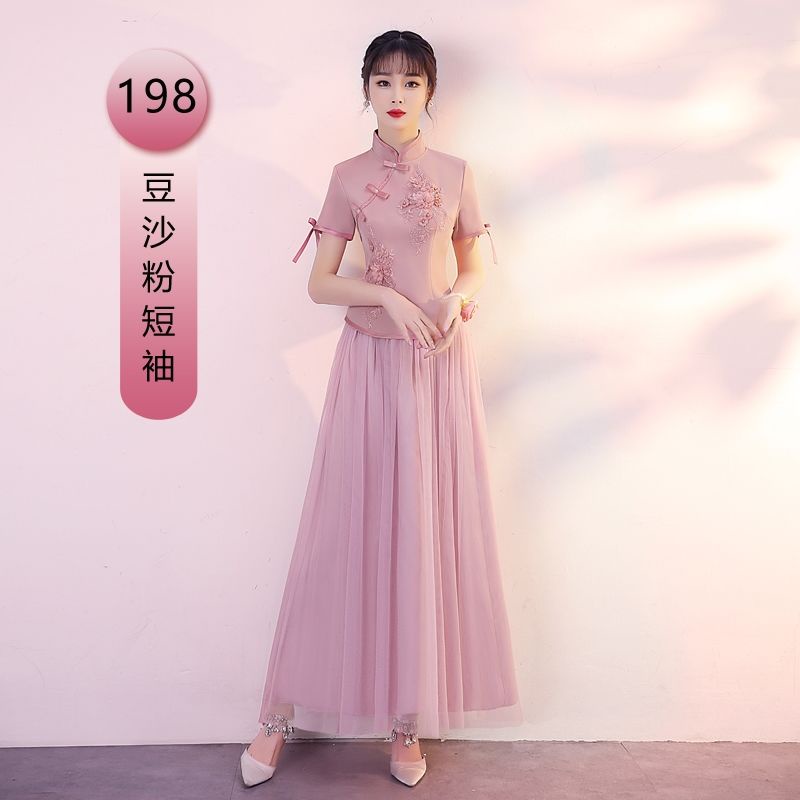 Đầm Phù Dâu Dáng Dài Thiết Kế Mới Thời Trang Theo Phong Cách Trung Hoa