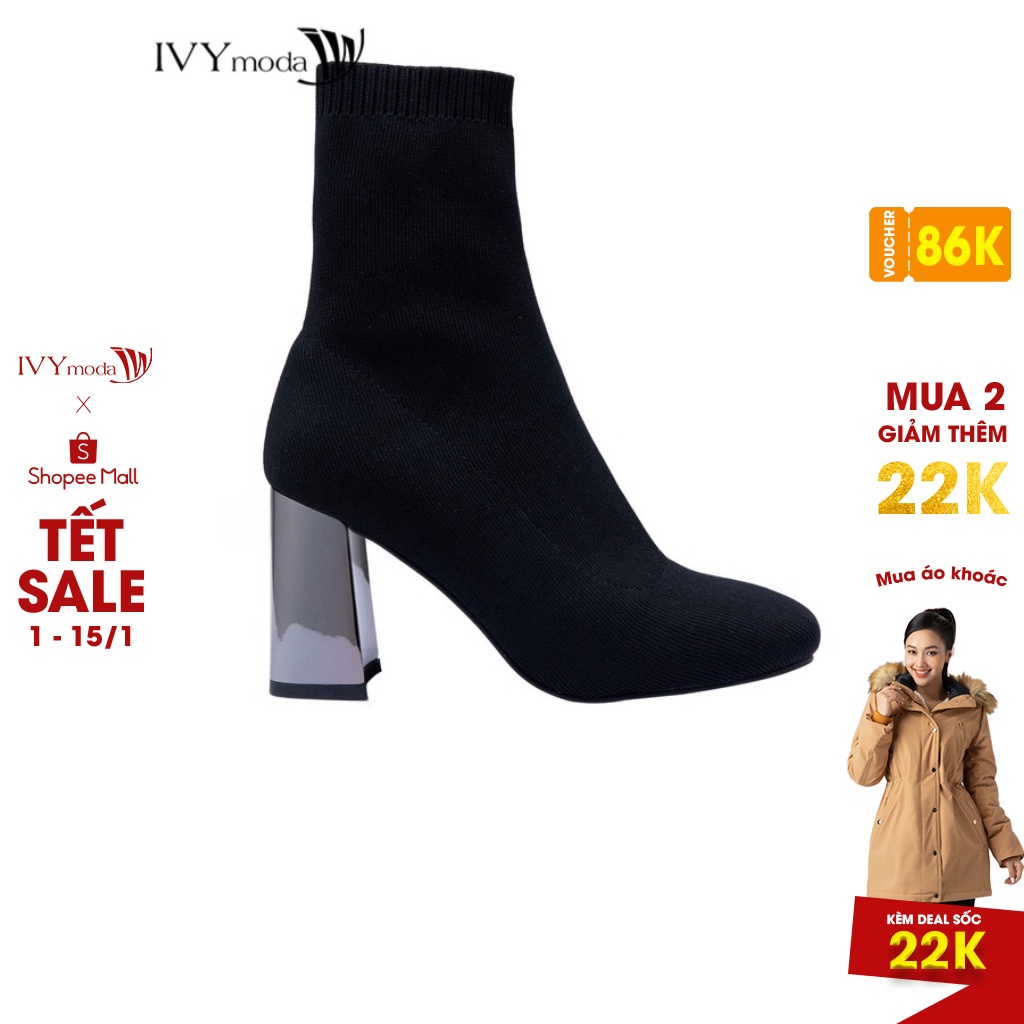 [Mã WABRSB55 giảm 12% đơn 250K] Boots len nữ cổ lửng IVY moda MS 52A1314