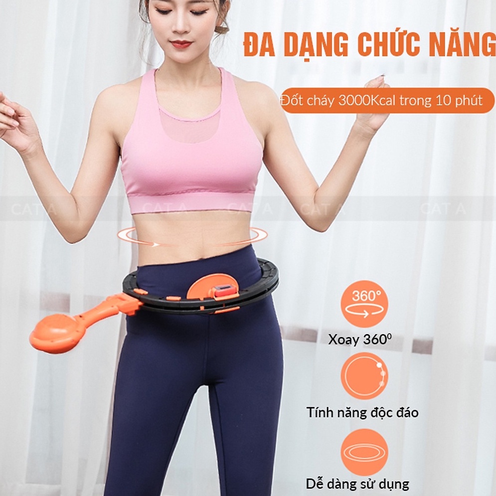 Vòng lắc eo giảm mỡ tự động - Vòng lắc giảm mỡ bụng HuLa Hoop, điều hòa nhịp tim, massage cơ bụng, tự động đếm số