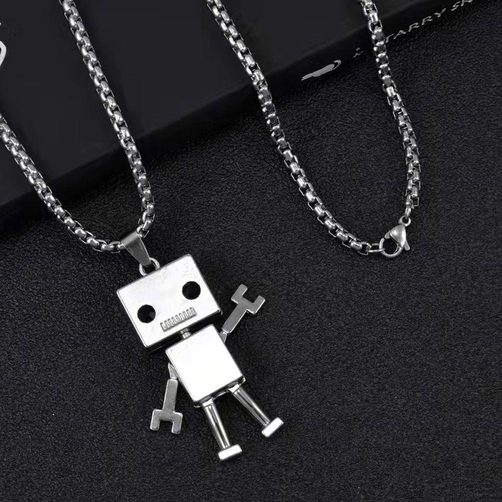 Vòng Cổ Choker Bằng Thép Không Gỉ Mặt Hình Robot Phong Cách Punk Cổ Điển