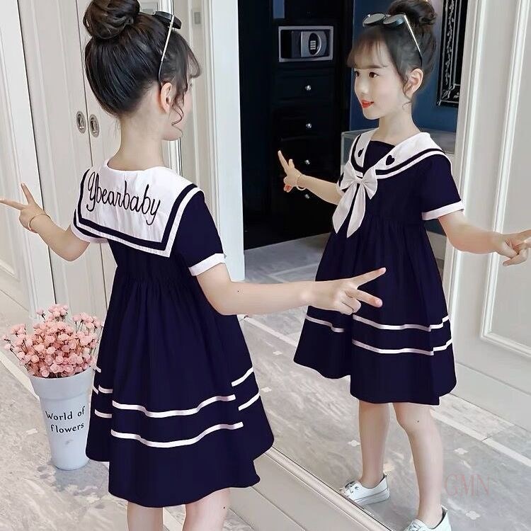 GMN giao hàng nhanh Đầm thủy thủ mùa hè phong cách Hàn Quốc mới cho bé gái tuổi teen 2021