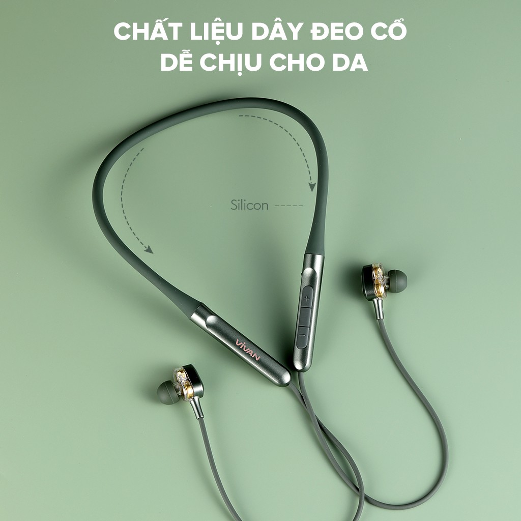 Tai Nghe Bluetooth Đeo Cổ Thể Thao VIVAN Liberty-N100 Chuẩn Kháng Nước IPX4 Chính Hãng Âm Hay