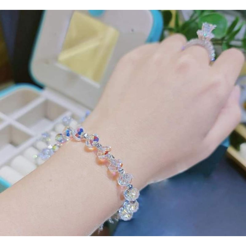 Vòng đá pha lê phối bi bạc 🌼 YN JEWELRY