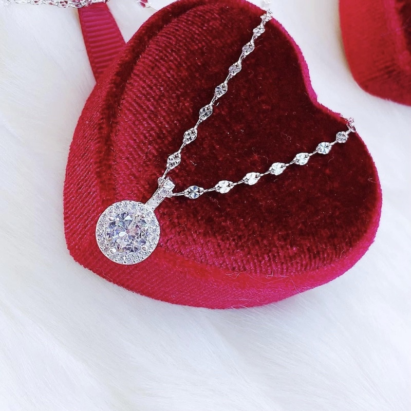 Dây chuyền nữ bạc S925 mặt đính đá , dây phay - Vàng bạc Khải Khải