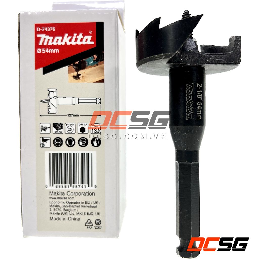 Mũi khoét gỗ 54x127mm chuôi lục giác 7/16&quot; Makita D-74376 | DCSG
