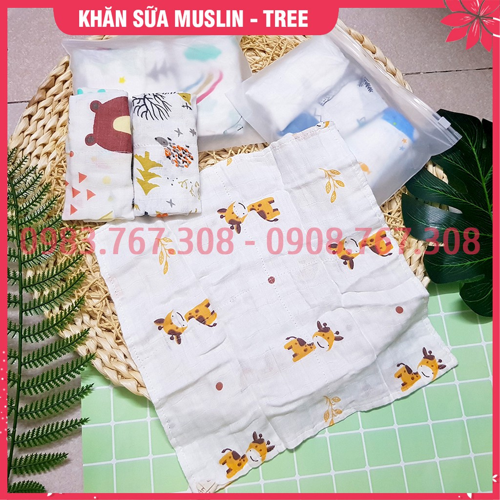 Khăn Sữa Sợi Tre Sơ Sinh  MUSLIN TREE (1 Túi 3 chiếc) - BTT00160