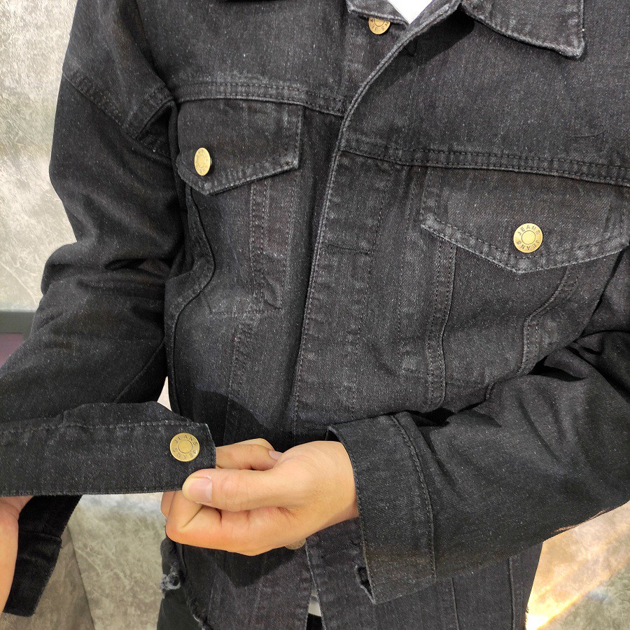 Áo khoác nam đen thêu chữ TL242 Shop Thành Long chuyên áo khoác jean