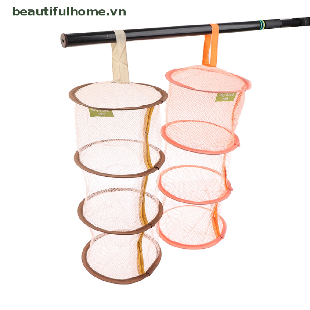 [beautifulhome] Giỏ Lưới Treo Phơi Đồ 3 Tầng Có Khóa Kéo [beauty]