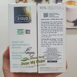 Kem Dịu Nhẹ Dưỡng Ẩm 5% Urê - Ziaja Med Atopic Skin Dermatological Formula Atopy Ure 50ml