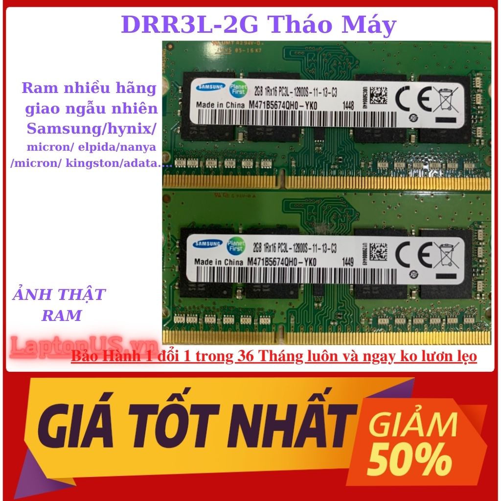 Ram Laptop DDR3L-DRAM3 8Gb 4GB  bus 1600Mhz nhiều hãng micron hynix samsung kingston Ramaxel Crucial bóc Dell HP IBM | BigBuy360 - bigbuy360.vn