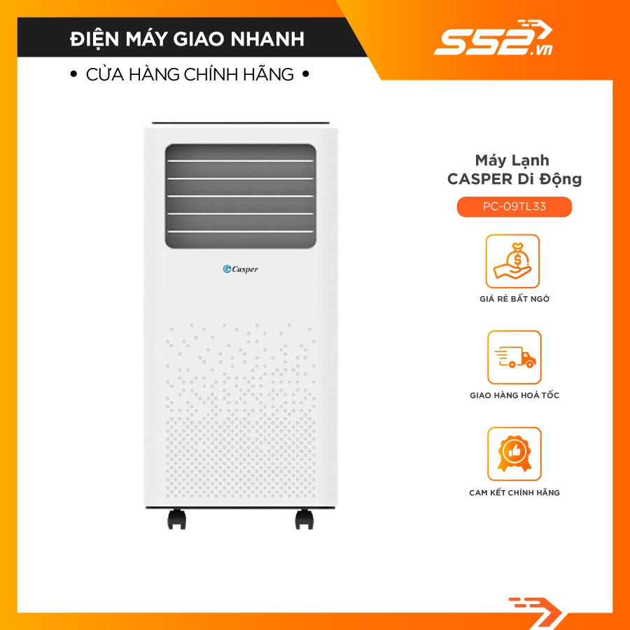 [Miễn Phí Lắp Đặt TP.HCM]Máy lạnh Máy lạnh Casper di động PC-09TL33-Hàng Chính Hãng