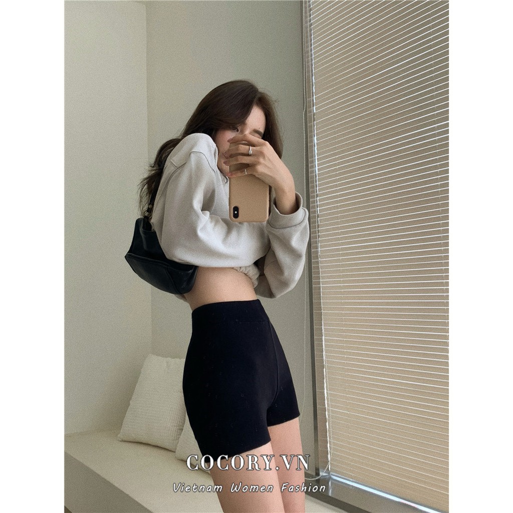【Cocory vn】Quần Short Dệt Kim Lưng Cao Thiết Kế Đơn Giản Dễ Phối Đồ Cho Nữ | BigBuy360 - bigbuy360.vn