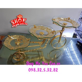 Đĩa thủy tinh 3 tầng hình xe đựng trái cây
