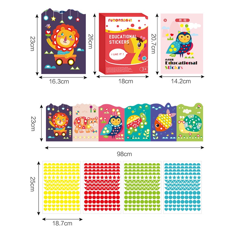 BỘ TRANH DÁN STICKER HÌNH KHỐI CHO BÉ SÁNG TẠO TRANG TRÍ CÁC LOÀI ĐỘNG VẬT