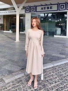 [Ảnh thât] Váy Babydoll dài tay thắt eo