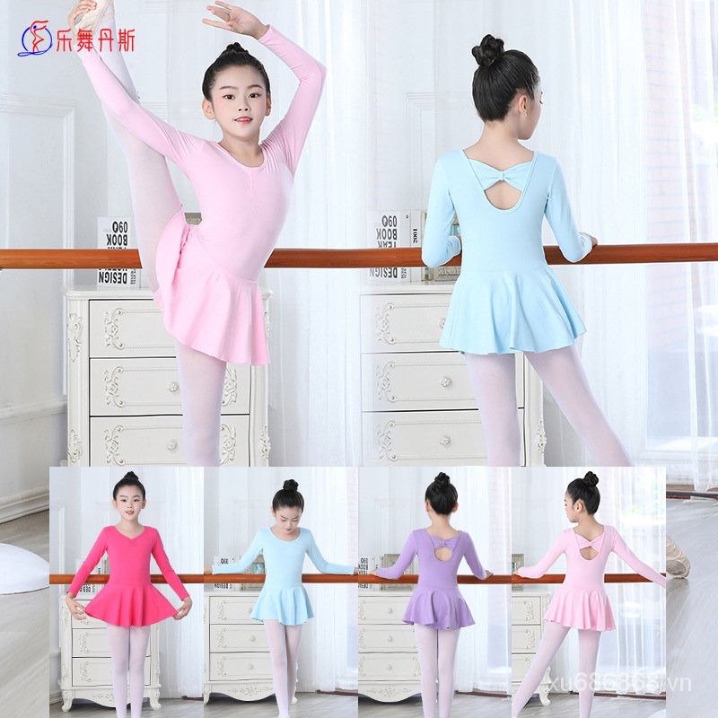 Trang Phục Tập Nhảy Trẻ Em Mùa Thu Và Mùa Đông Cô Gái Váy Ballet Quần Áo Nhảy Múa Dài Tay Cho Bé Gái Quần Áo Thi Trung Quốc