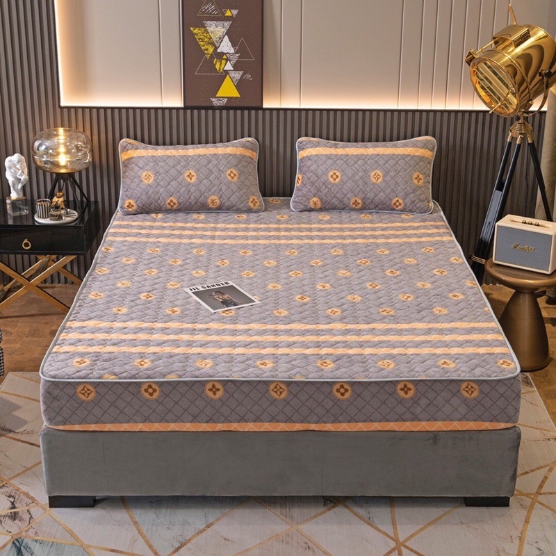 BỘ GA GỐI BO CHUN BỌC ĐỆM NỈ NHUNG TRẦN TIM LOẠI 1