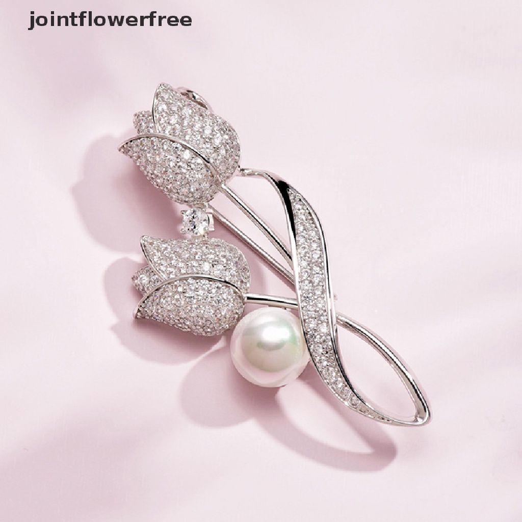 Ghim cài áo hình hoa tulip đính đá sáng chói thời trang