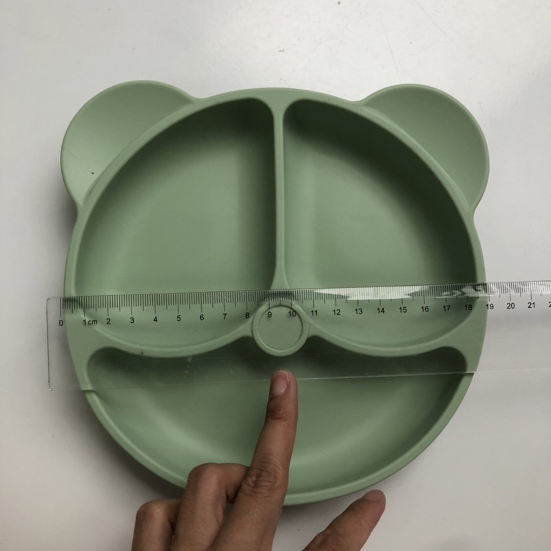 [Hình thật] Khay Silicon ăn dặm chia 3 ngăn hình gấu