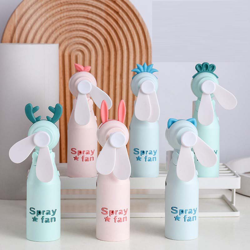 QUẠT MINI CẦM TAY PHUN SƯƠNG ĐIỀU HÒA MÁT LẠNH HÌNH THÚ DỄ THƯƠNG