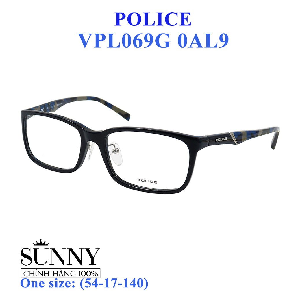 Gọng kính thời trang chính hãng nhiều màu Police VPL069G, thiết kế dễ đeo bảo vệ mắt
