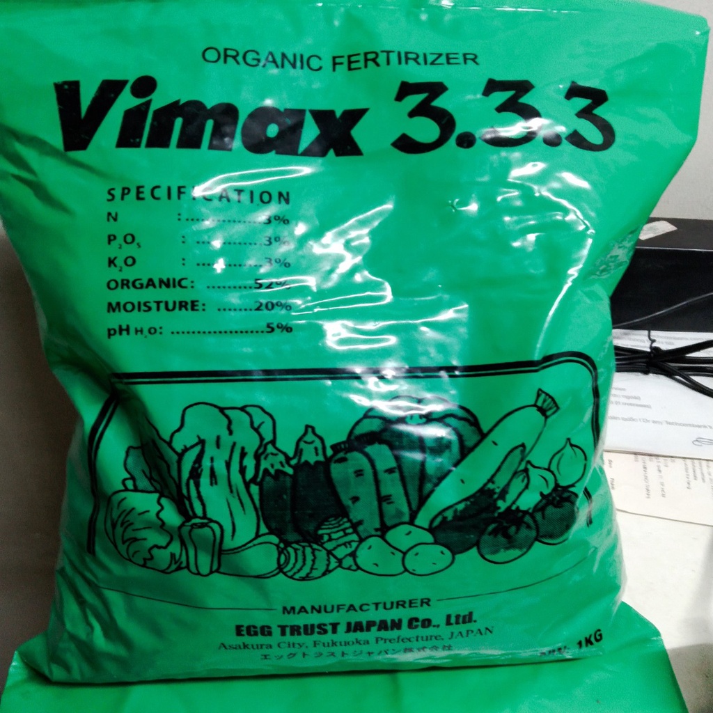 Phân hữu cơ VIMAX Nhật Bản Japan 3-3-3 (1kg/gói) Chuyên dùng hoa hồng, hoa lan, bonsai, rau màu Organic fertilizer