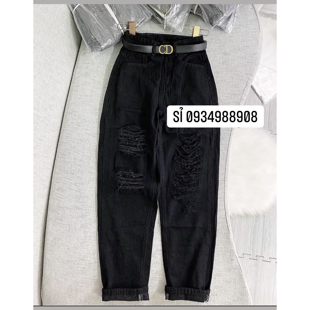 (Chuyên sỉ) Quần baggy jean nữ rách gối 2 bên hot nhất | BigBuy360 - bigbuy360.vn