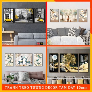 Tranh dán tường phòng khách gỗ nhựa cao cấp - Tranh dán tường phòng khách hiện đại trẻ trung, kèm băng dính xốp