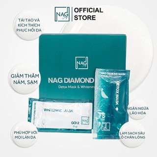 BỘ ĐÔI MẶT NẠ N.A.G DIAMOND MASK hộp 10 gói thải độc, dưỡng trắng da mặt toàn diện